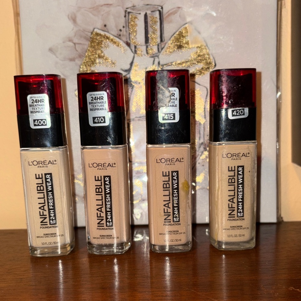 ✨”L'Oreal Infallible 24HR Fresh Wear Foundation” Lot of 4 bottles✨! 🙂